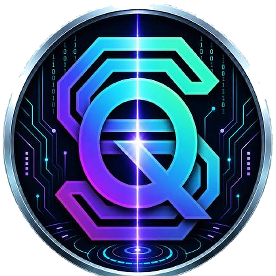 Solana Qubits futuristic Q logo